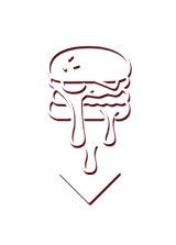 Logo burger avec flèche vers le bas
